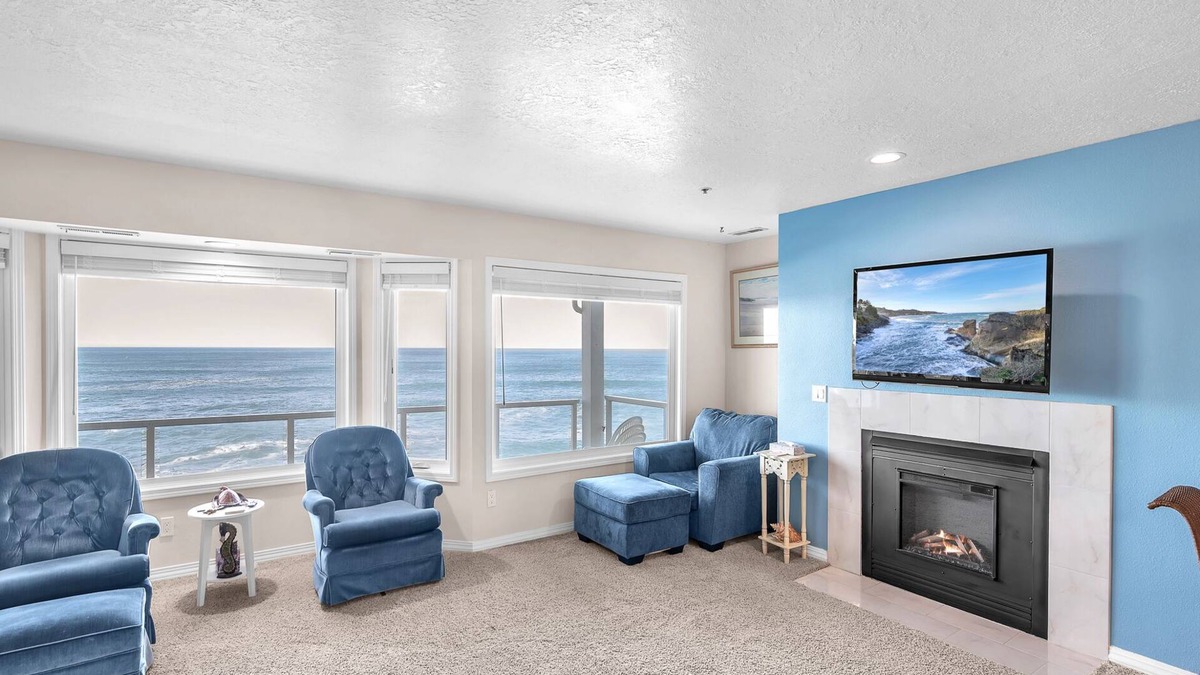 Depoe Bay Condo | Perched above the rugged basalt cliffs of North Depoe Bay, ocean views