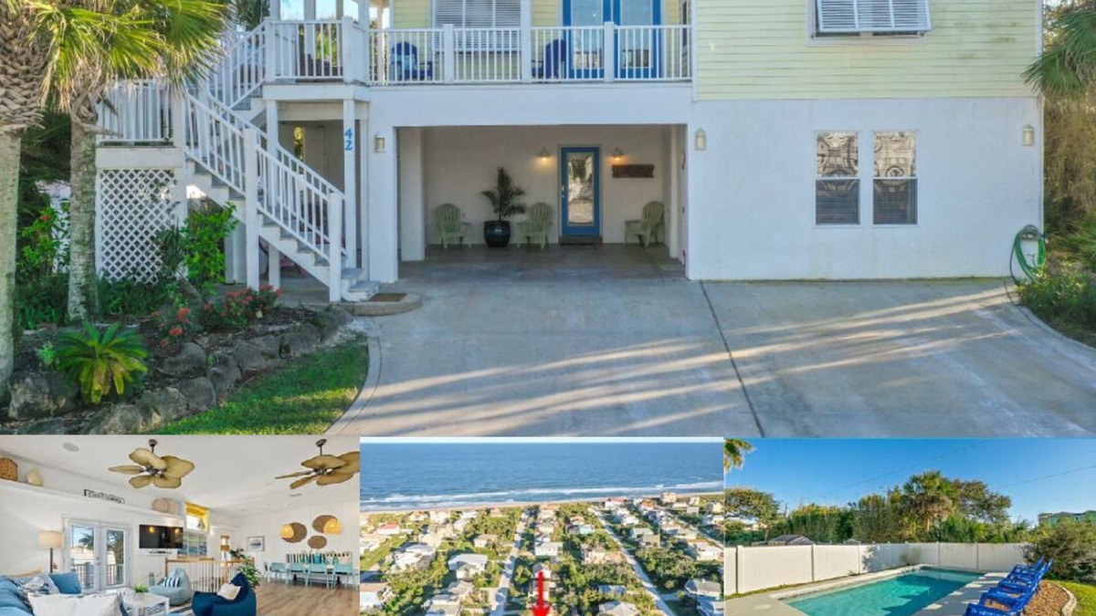 Marineland Acres House | Perfect Beach House (2min walk) with Heated Pool and Hot Tub! 4 bed/3 bath with