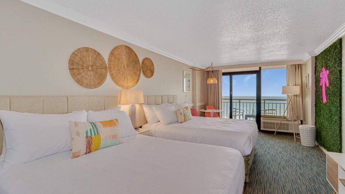 Downtown Myrtle Beach Condo | Pink Surf by StayMareni - Oceanfront 2 Queens Suite