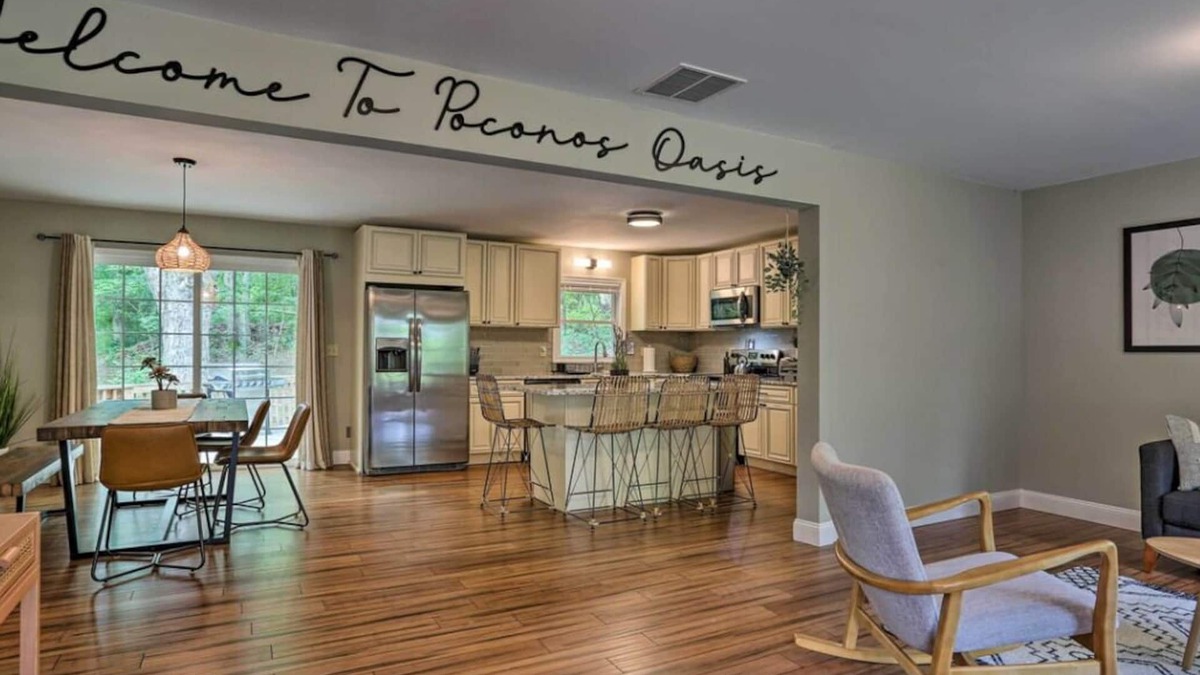East Stroudsburg House | Poconos Oasis with hot tub, Game RM, & Fire pit. 8 min from Bushkill & Shawnee