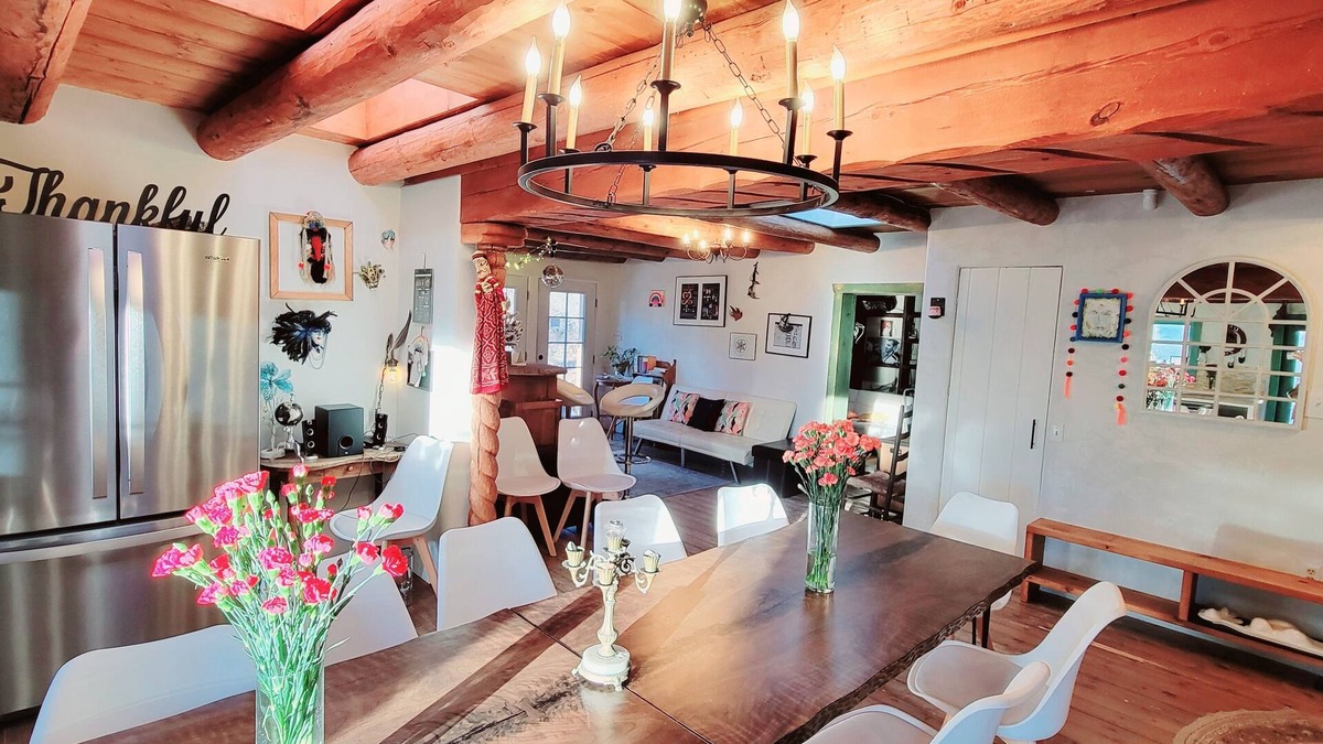 Embudo House | Private Beach on Rio Grande Adobe Historical Artist Family Home near Ski Valley