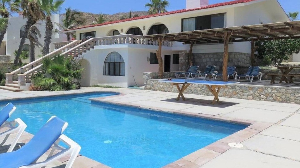 Pescadero House | Private beachfront pool, airy & open living area leading to an outdoor oasis