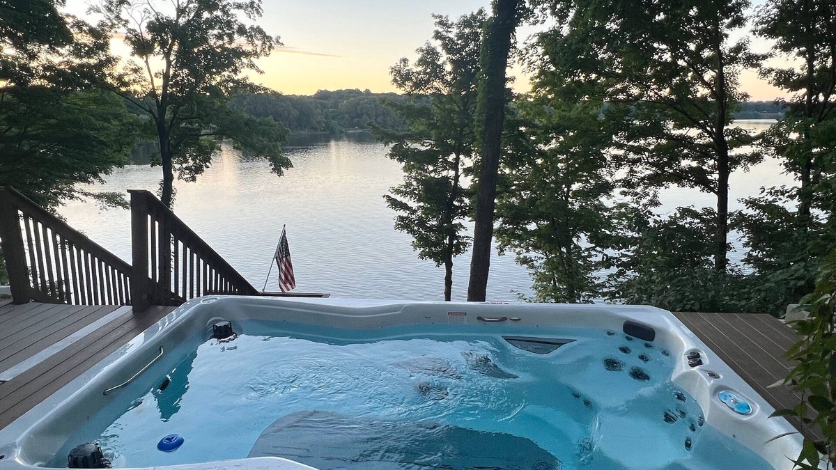 Berrien Springs House | Private dock, Boat, hot tub, fire pit, kayaks, swim island, Notre Dame, wineries
