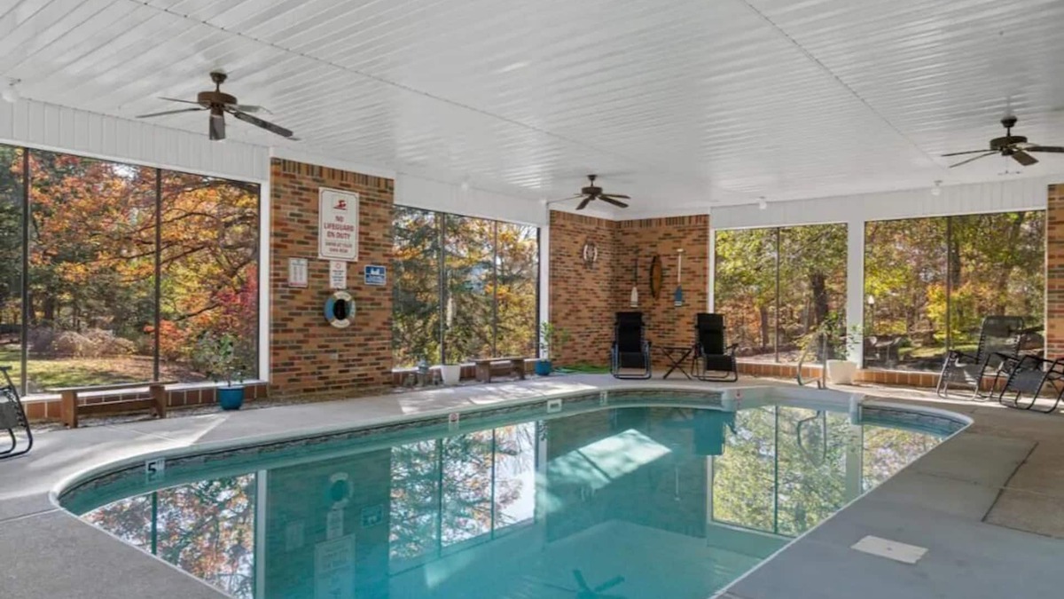 Piney House | Private Heated Indoor Salt Water Pool House on 4 Acres! 2 Game Rooms & Fire Pit