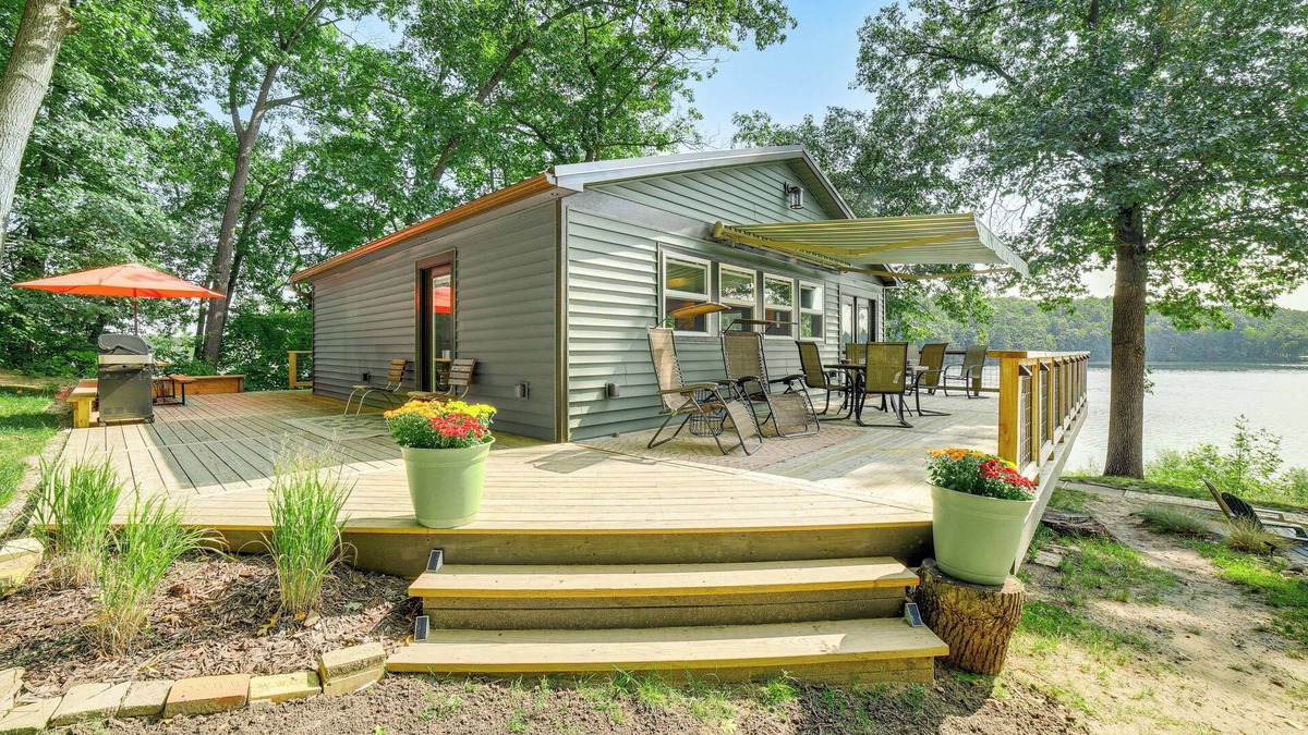 Smyrna Cabin | Private Island: Home in Belding w/Dock & Grill!