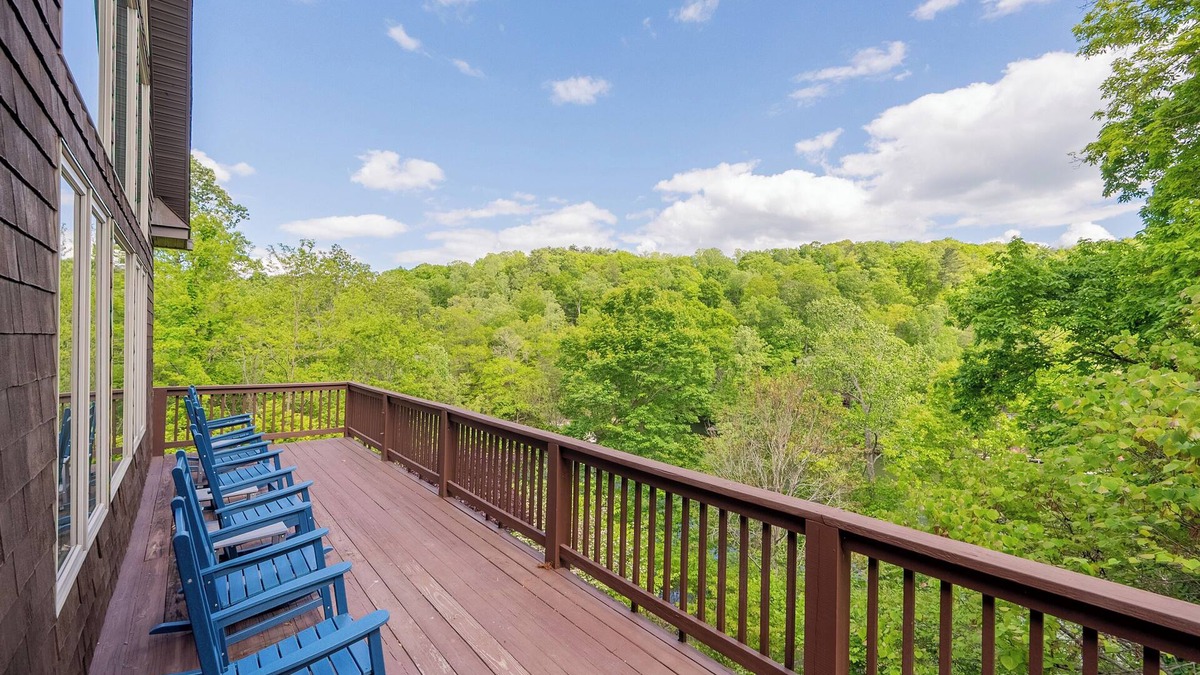 Dublin House | Private lakefront home with dock, forest views, balconies, game room, and cozy indoor charm