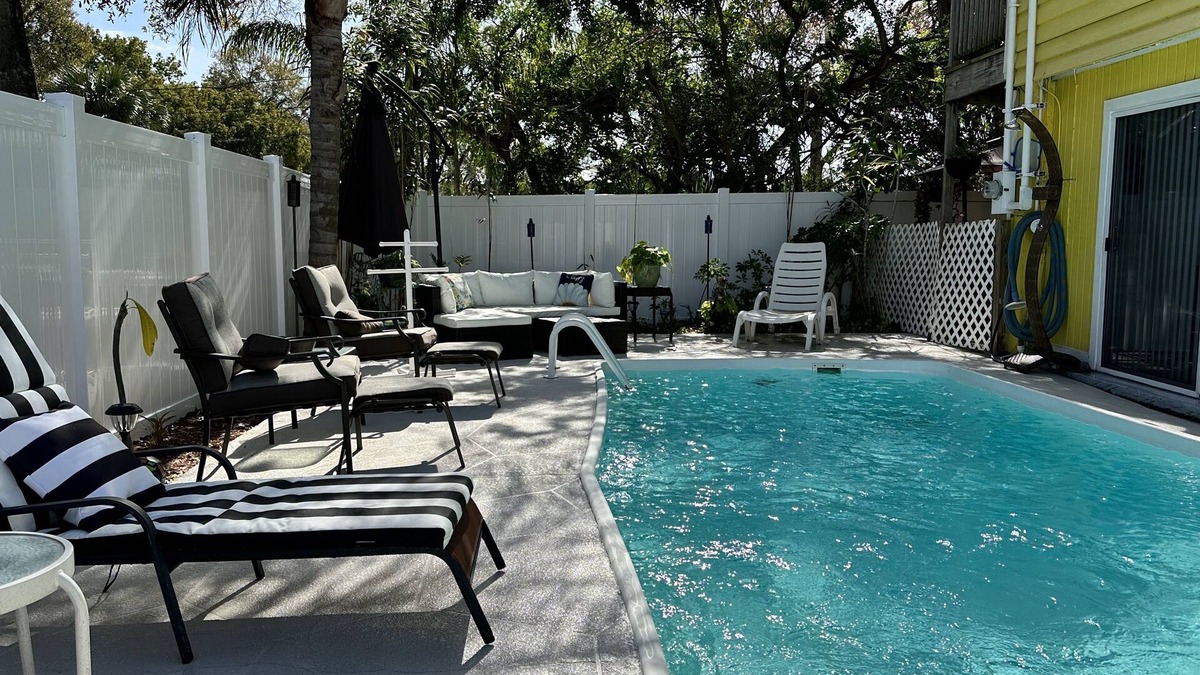 Palm Harbor Apartment | Private Oasis W/Pool Walk to Gulf, Fish, Bike Trail, & More!