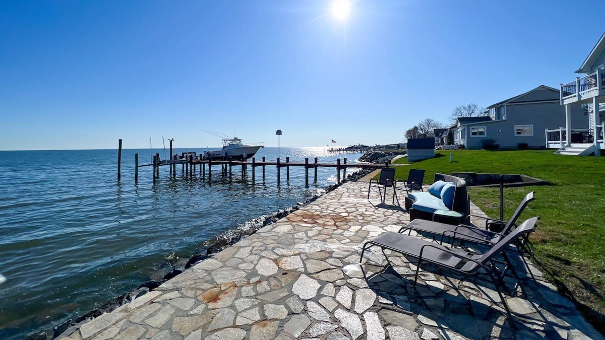 Fort Howard House | Private pier by Kurtz Beach pet-friendly Dock of the Bay