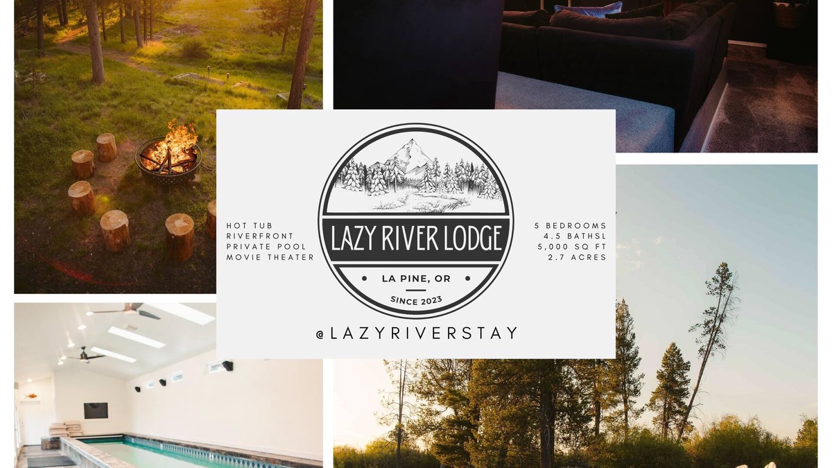 La Pine House | Private Riverfront Lodge w/Indoor Pool, Movie Theater, Hot Tub on Acreage