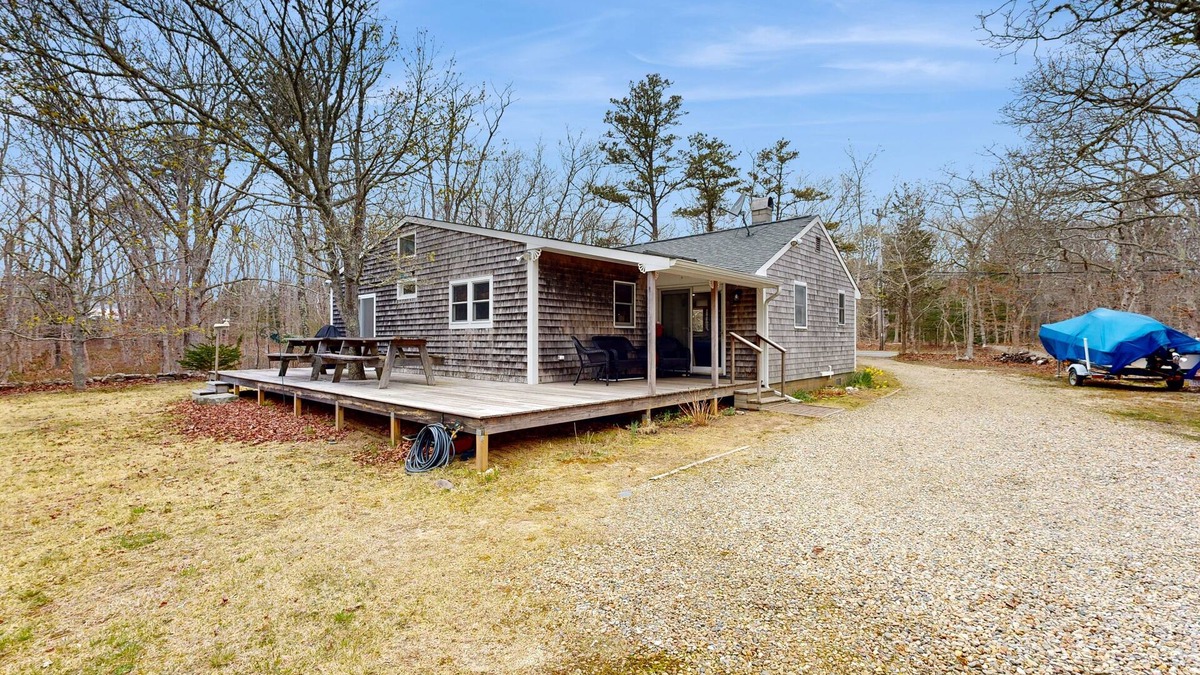 West Tisbury House | Quaint home across from bike paths with large furnished deck, grill, & W/D