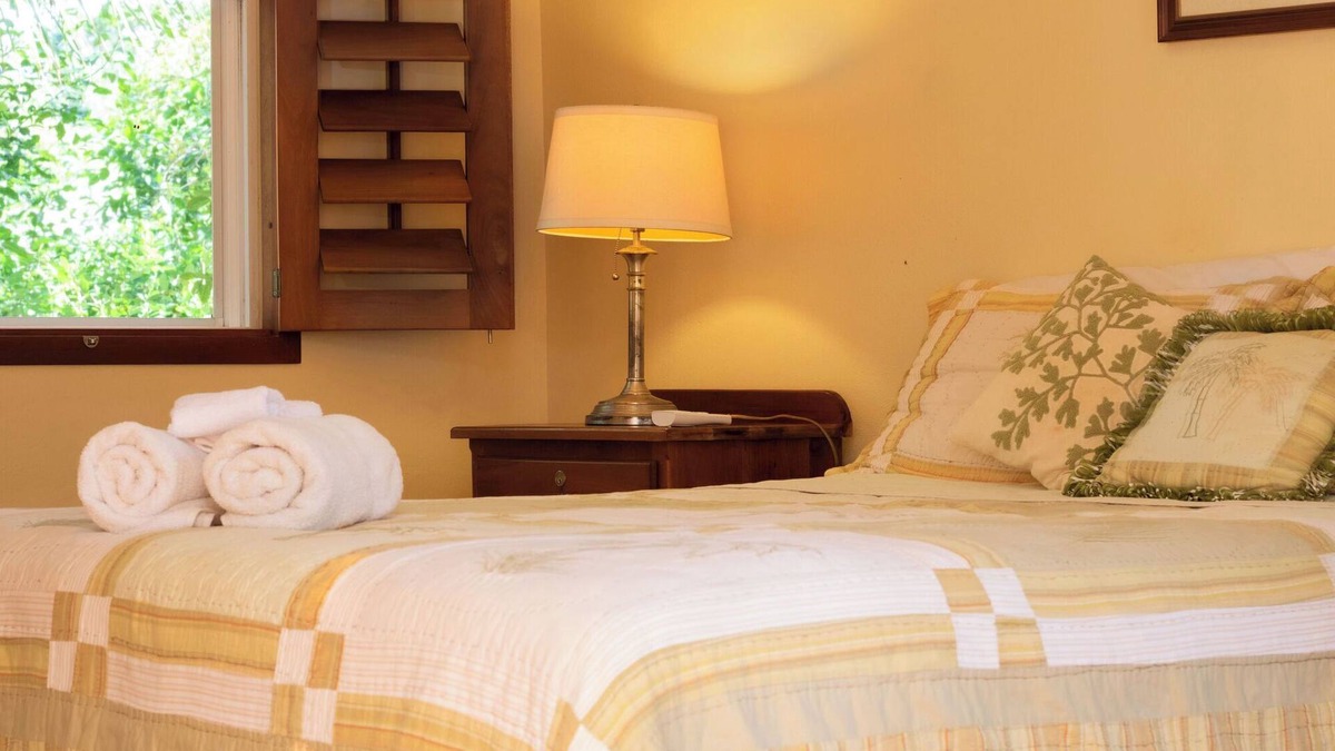 Orchid Bay Bed & Breakfast | Queen-size bed, with a private bathroom, a walk-in shower and closet.
