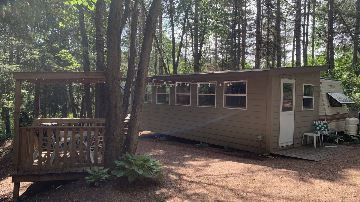 Campbellsport RV Rental | Quiet and Secluded CamperCabin at Camp Northern Lights