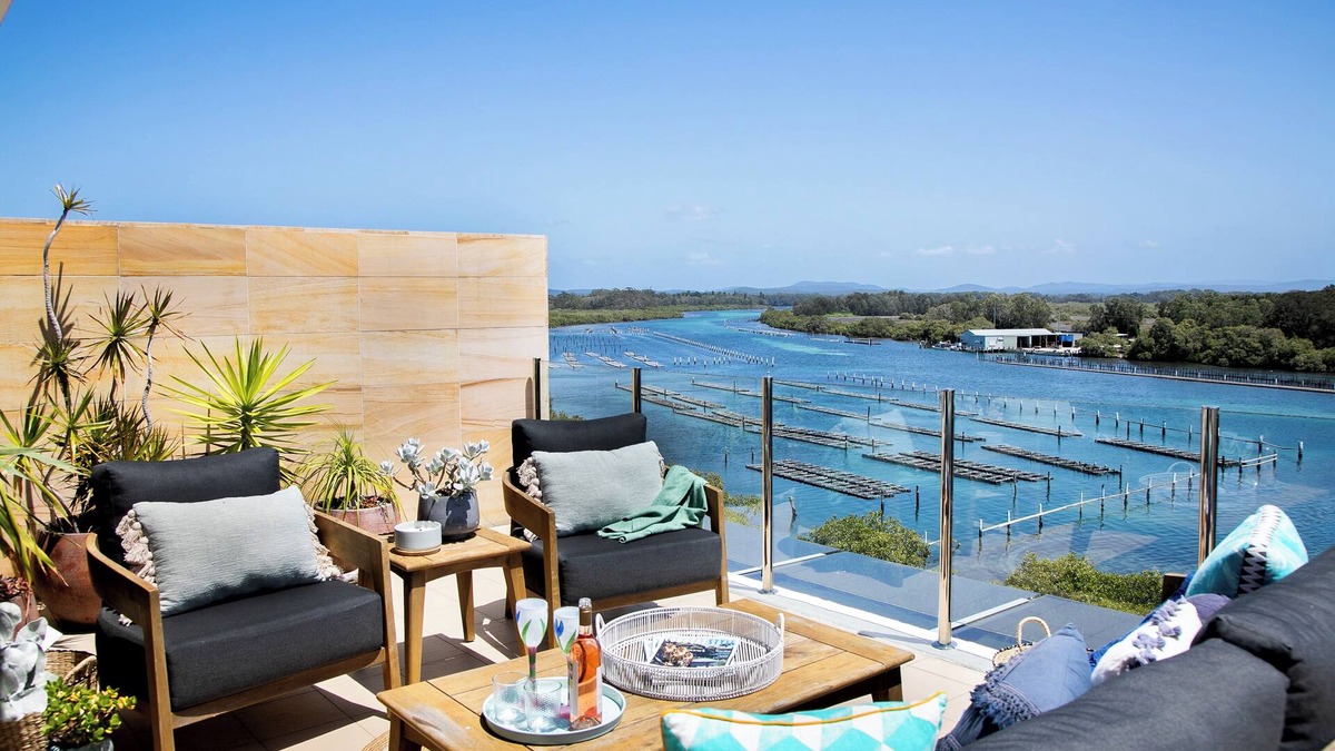 Wallis Lake Apartment | Regatta 19 - Top Floor Luxury. Spectacular Water Views, Breathtaking Sunsets
