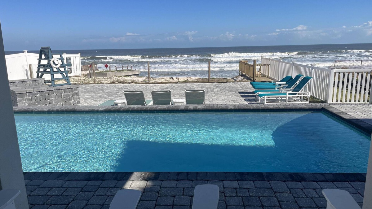 New Smyrna Beach House | Renovated, direct oceanfront 5BR/6BA private pool home sleeps 16.