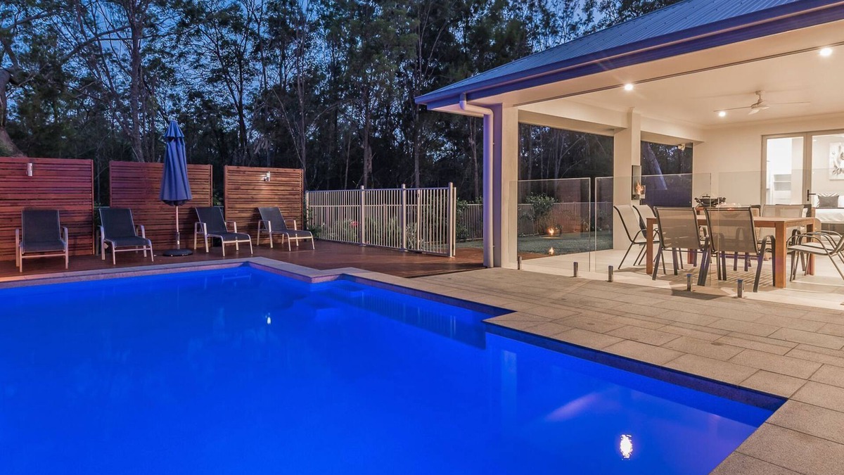 Noosaville House | Resort Style Home with Solar Heated Pool, Huge Outdoor Patio with TV