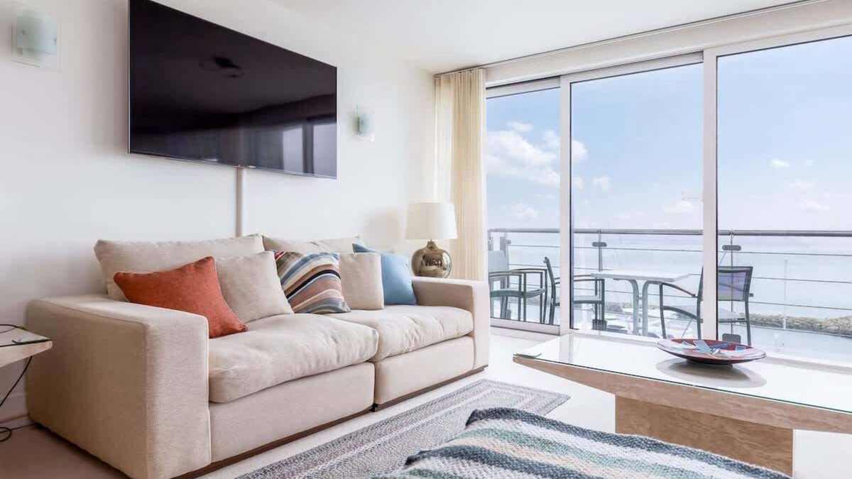 Poole Apartment | Riva -180-Degree Panoramic Views from Balcony