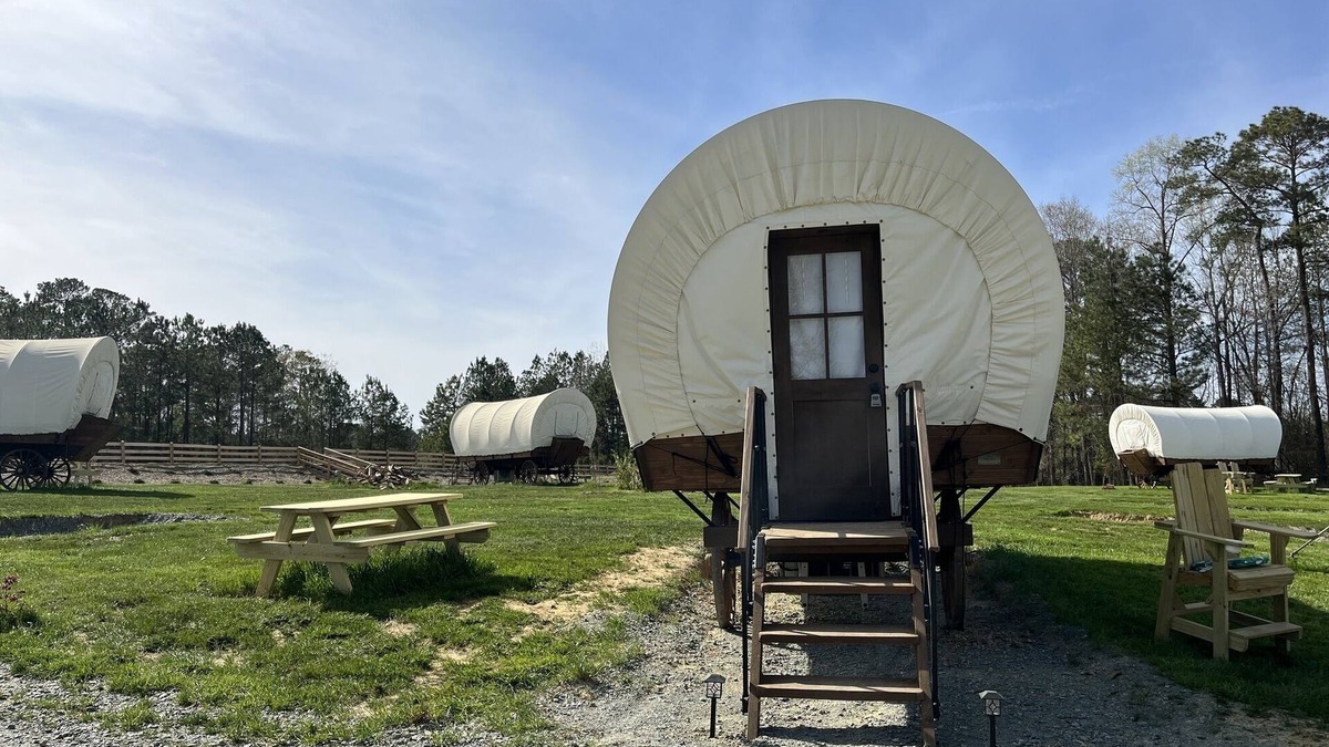 Lillington House | River-Front Wagon Glamping- The Dogwood