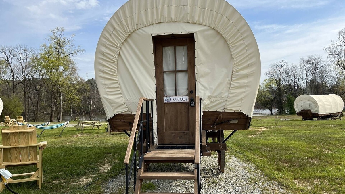 Lillington House | River-Front Wagon Glamping- The Dogwood