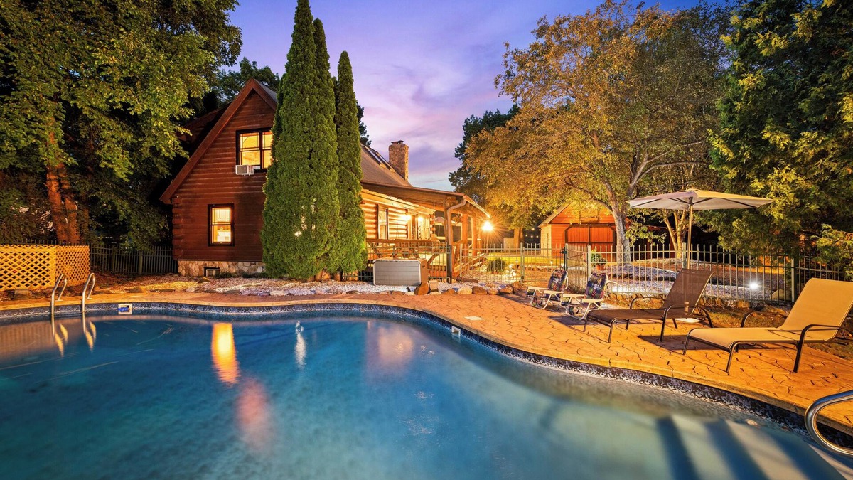 Waterford Cabin | Riverfront Cabin with Heated Pool, Cedar Hot Tub, Sauna and Dock