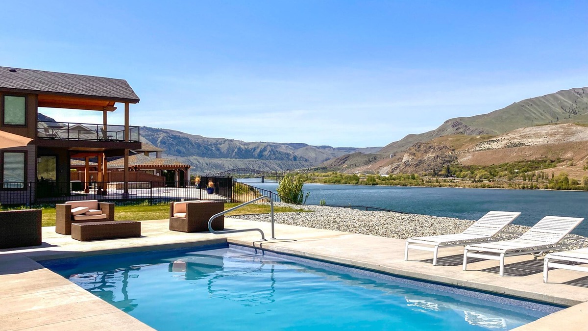 Orondo House | Riverfront, Chelan area home with private pool & hot tub