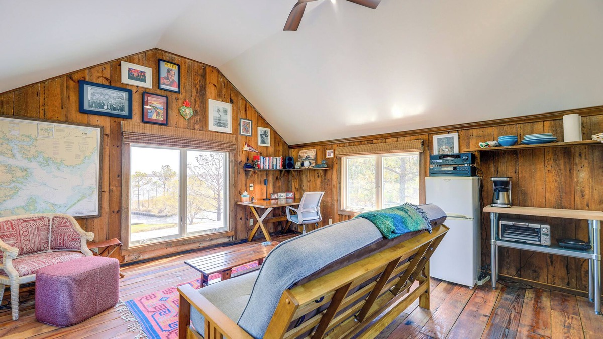 Hobucken Apartment | Riverfront Haven: Converted Barn w/Deck in Aurora