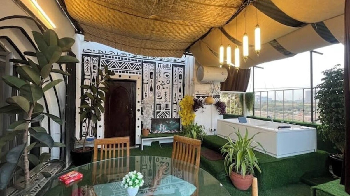 Koregaon Park Apartment | Riverside Jacuzzi Terrace patio with safety