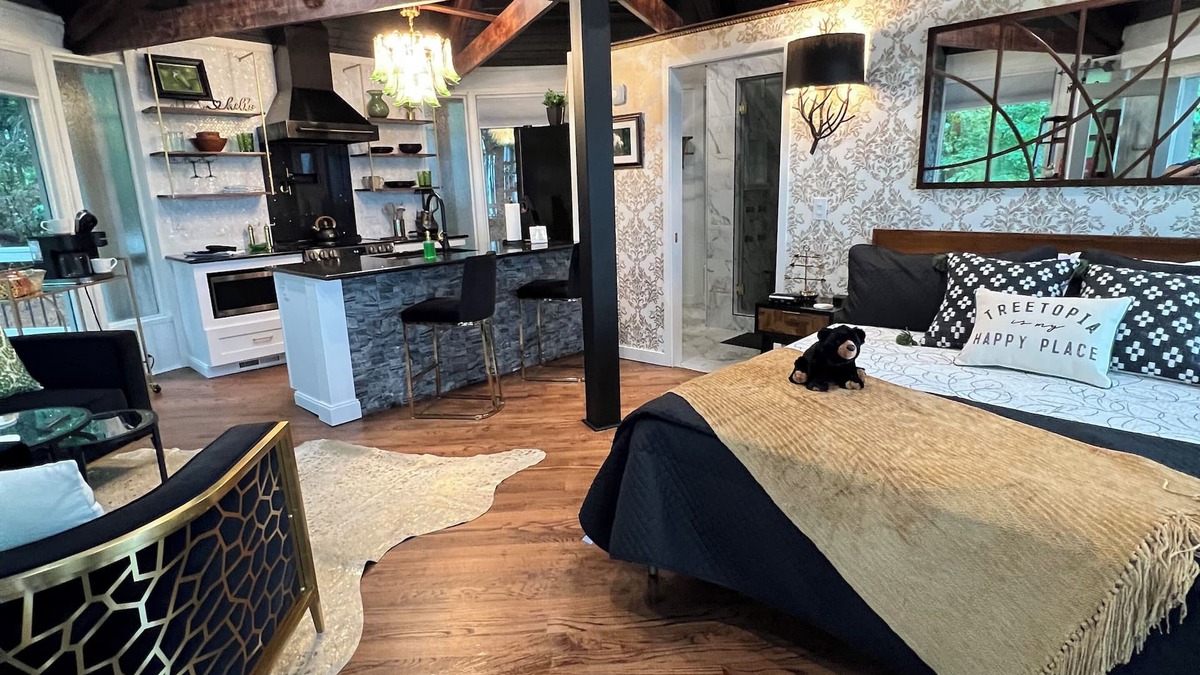 Big Canoe Cabin | Romantic Couples Cabin in Big Canoe, Lake & Mountain View, Hot Tub, Gas Logs