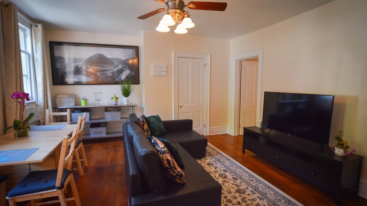 Jim Thorpe Apartment | Roomy Immaculate Suite-Historic Downtown-Walk Everywhere, Dog Friendly + Parking
