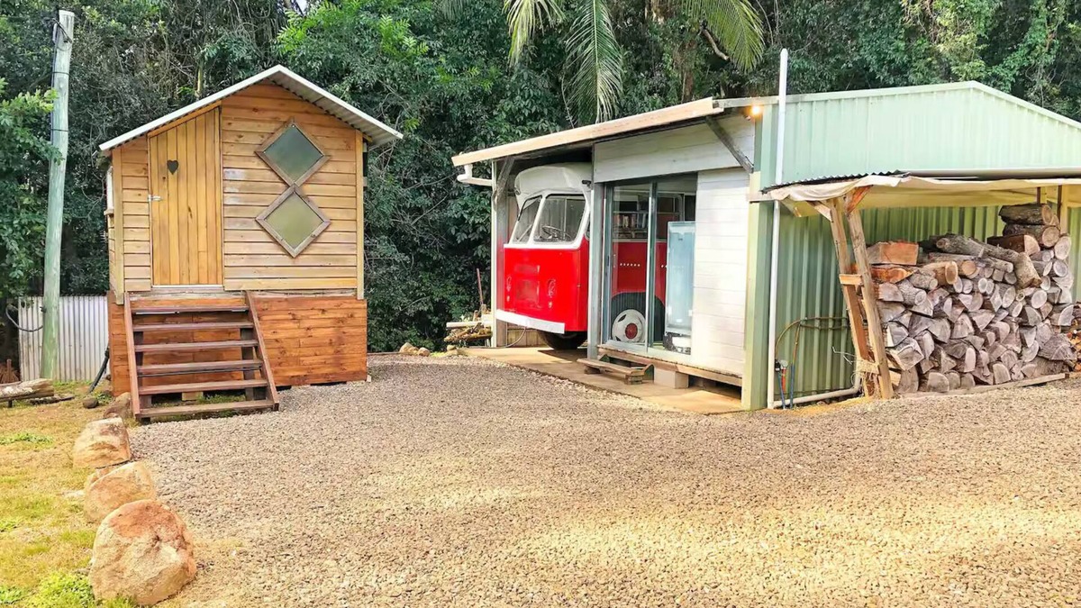 Verrierdale House | Ruby Baby Bus: Unique Glamping Escape with Shower & Kitchenette in Nature