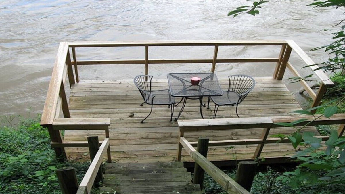 Luray Cabin | Rustic River Cabin, Charming Riverfront, Hottub, 2 Stone Fireplaces, Dock, Views