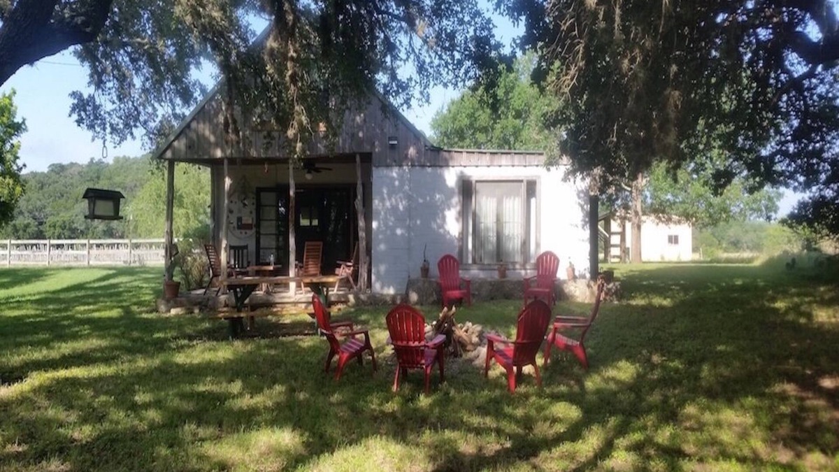 Uvalde Cabin | Rustic River Cabin under the Oaks and just a short walk to the river.