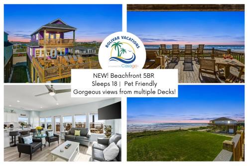 Port Bolivar House | Sangria Sunset by BV! NEW Beachfront 5BR, Sleeps 18, Multiple Decks!