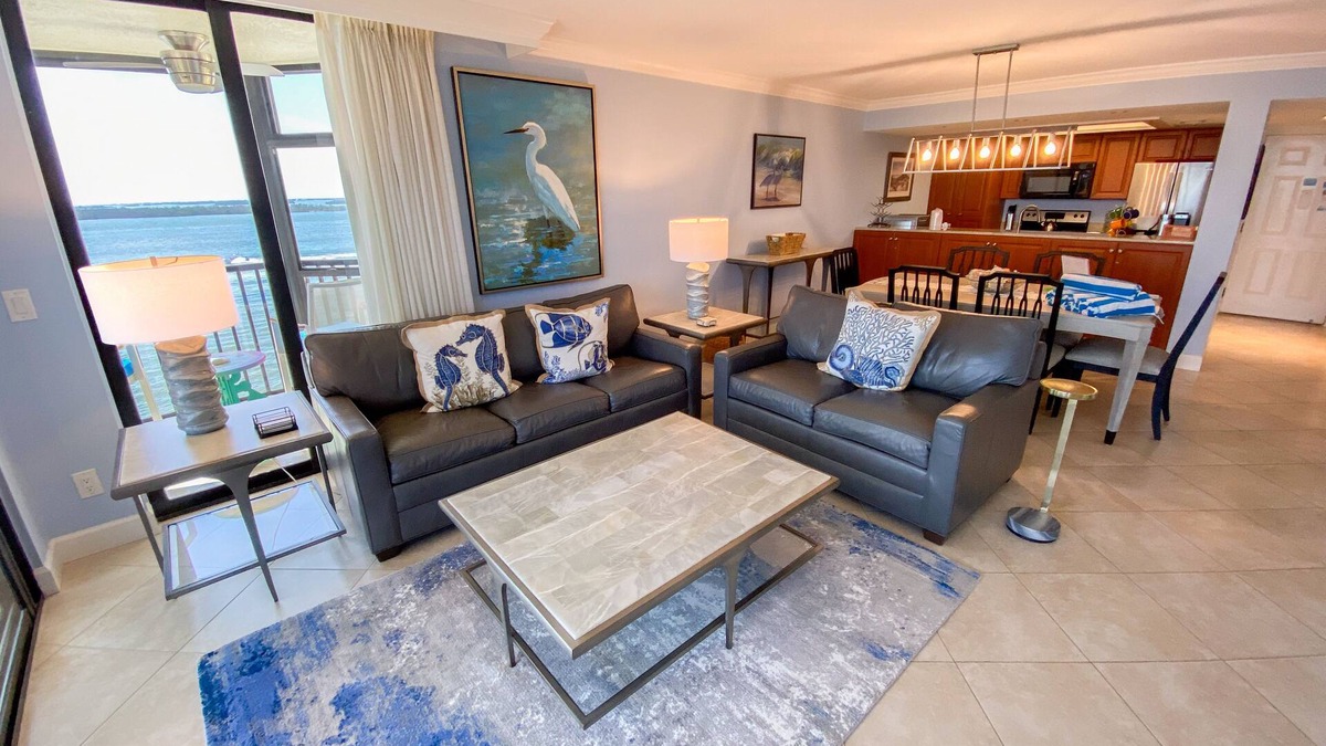 Punta Rassa Condo | Sanibel Harbour Resort: Harbour Tower 711 Updated beachfront condo with wrap-around lanai.