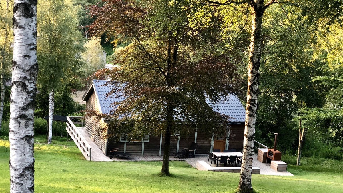 Buellingen Ski Chalet | Scandinavian chalet in lush greenery and forest .