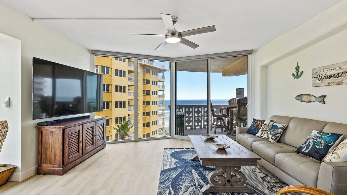 New Smyrna Beach Condo | Sea Forever! Beachfront Golden Arms #501 ~ Walk to shopping, dining & night life on Flagler Ave.