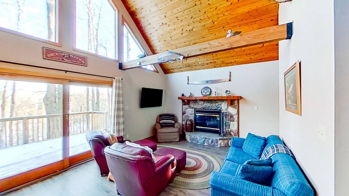 Thompsonville House | Secluded dog-friendly riverfront home with deck, firepit, fireplace, & grill
