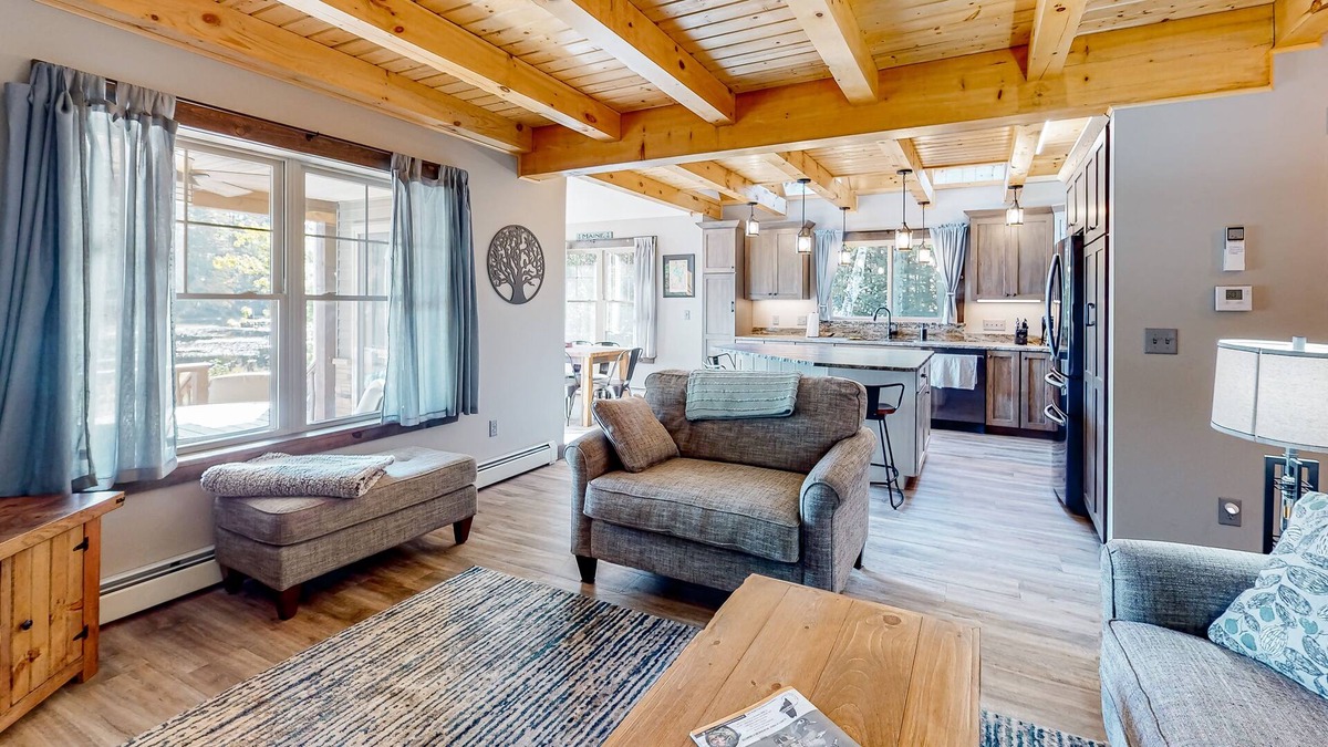 Sebago House | Secluded, lake-view home with dock, canoe, kayaks, and washer/dryer