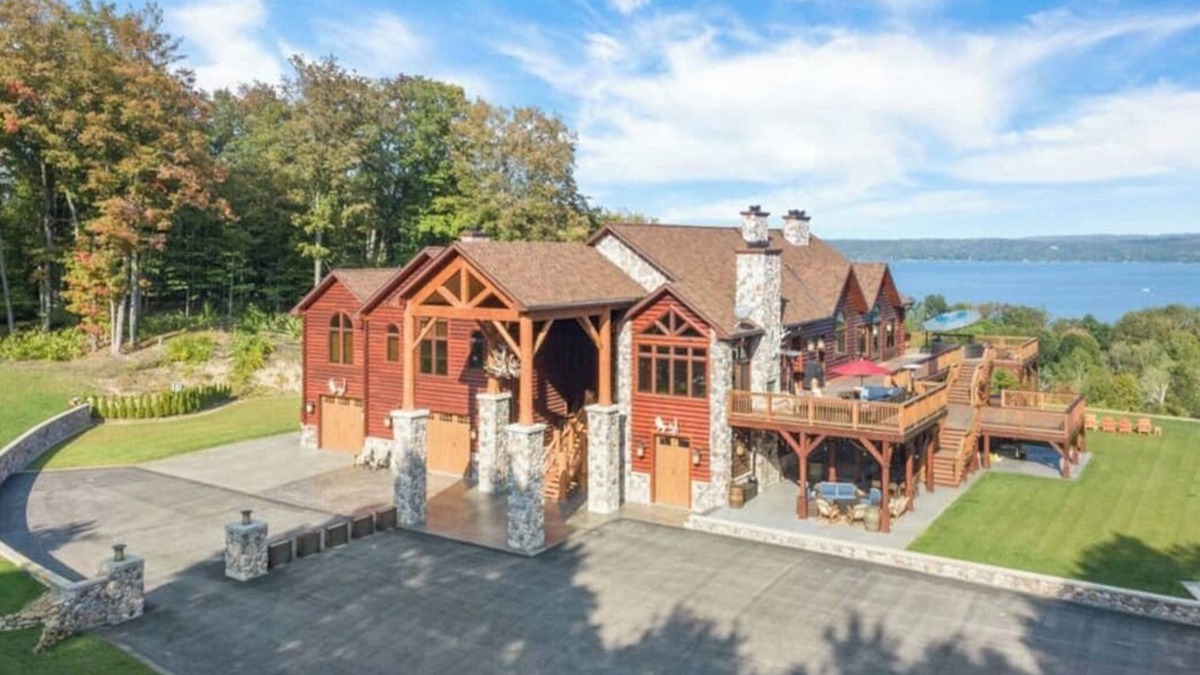 Kewadin House | Secluded Luxury Lodge Overlooking Torch Lake with Hot Tub, Elevator on Hilltop!