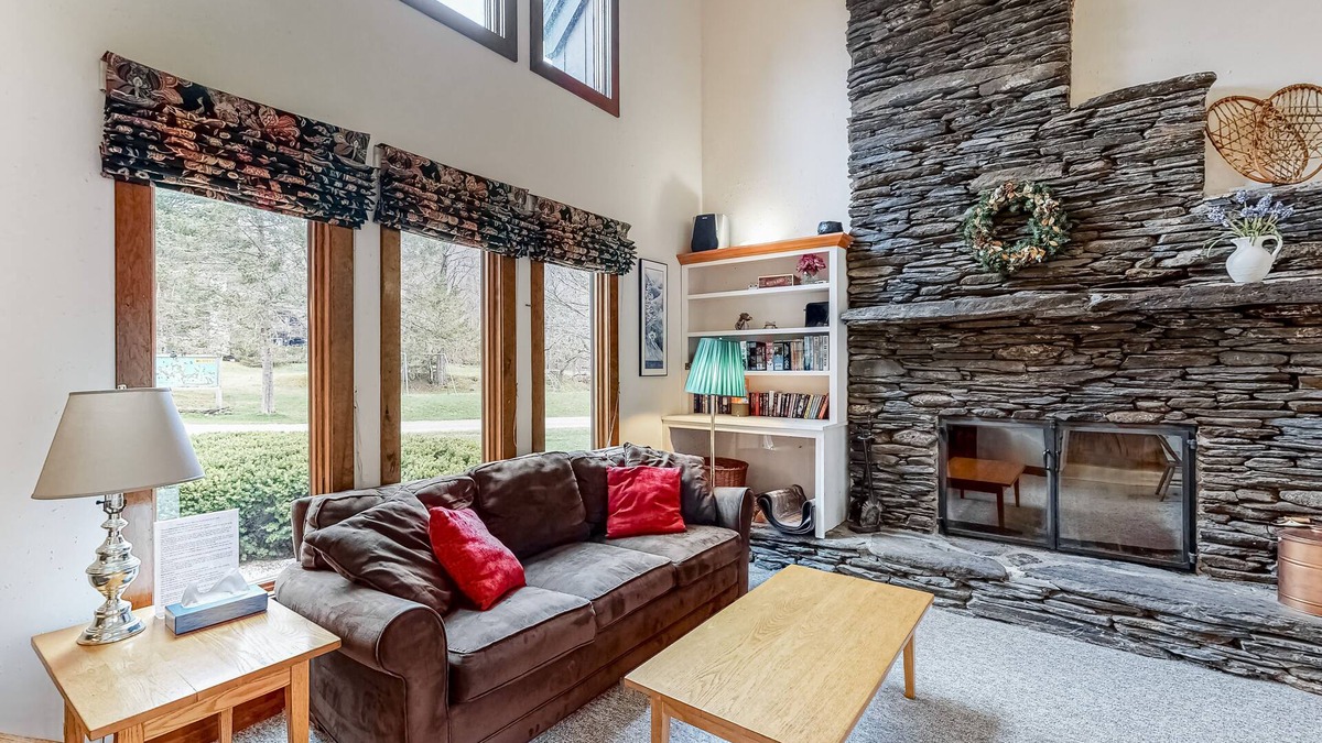 Waitsfield House | Serene riverfront townhouse with pool, tennis, basketball, washer/dryer, & WiFi