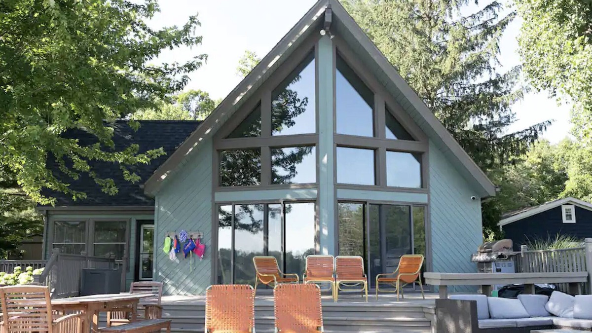 Sister Lakes Ski Chalet | Sister Lakes A-frame with panoramic lake views