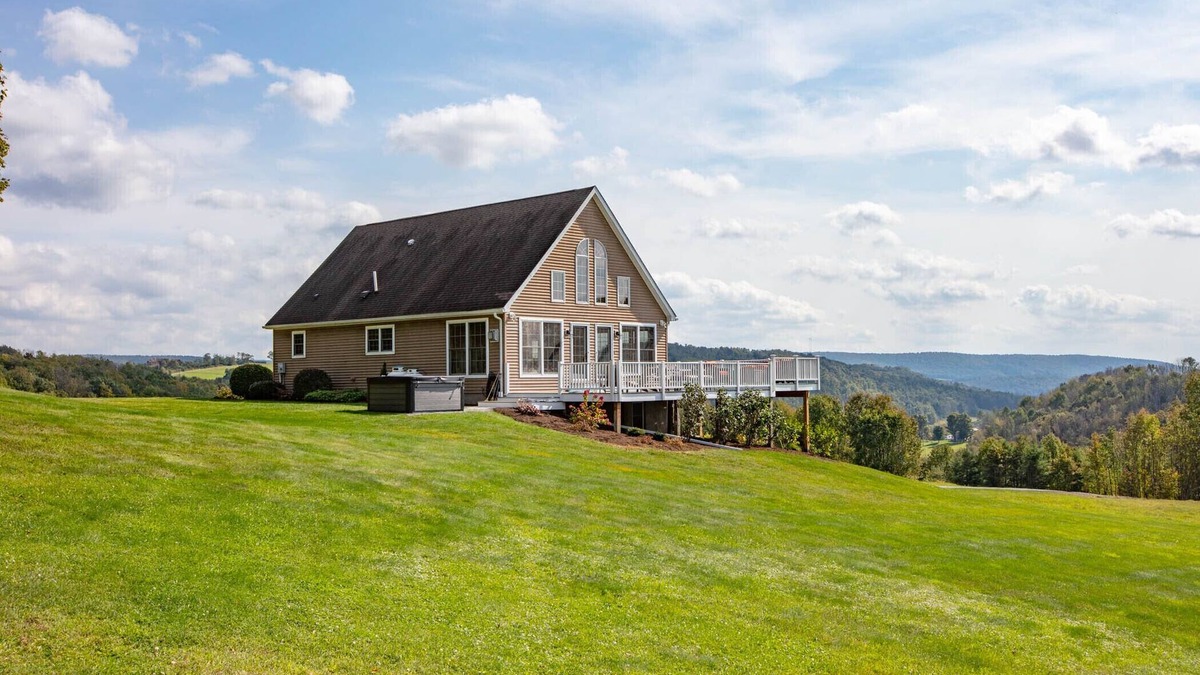 Wellsboro House | Sky High Chalet! Gorgeous home on 10+ acres with hot tub, 2 minutes to Wellsboro