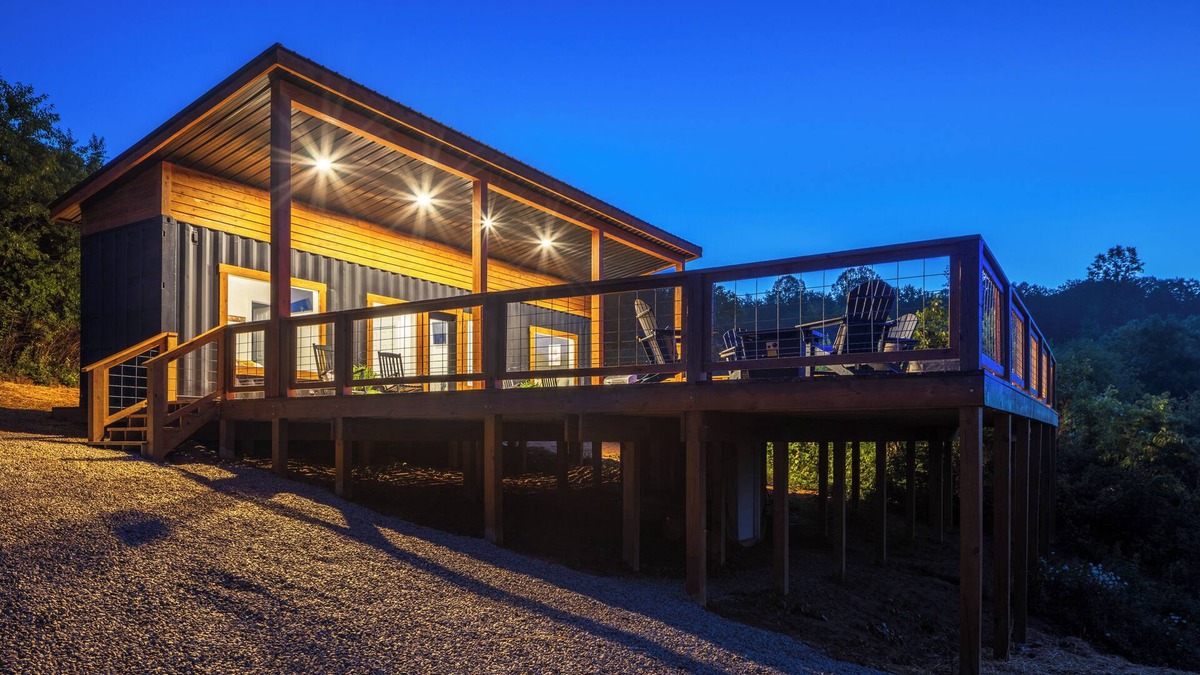 New Plymouth Cabin | Sky Vista Container Cabin w/Grand Views Atop Tree CanopynHot Tub, Dog Friendly
