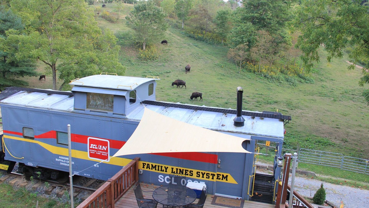 Clyde Cabin | Sleep in a caboose on a 65 acre buffalo ranch!