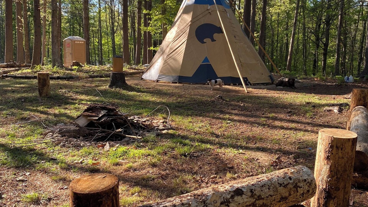Ironto RV Rental | Sleep under the trees in a Native American Tipi - off-grid glamping experience!