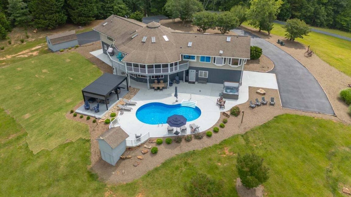 Lynn House | Smaland Falls | Foothills Home with Pool, Hot Tub, Sauna, Waterfall & Walking Trails