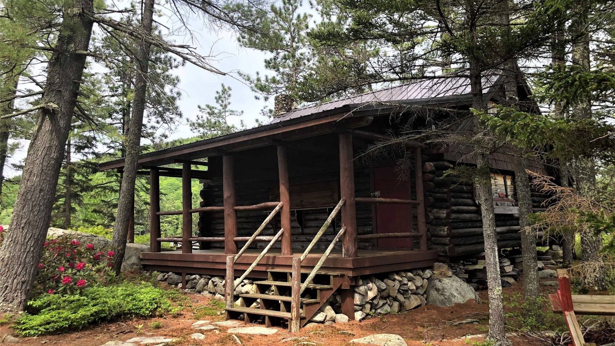 Bryant Pond Cabin | Small private Island on scenic Maine pond with charming authentic log cabin.