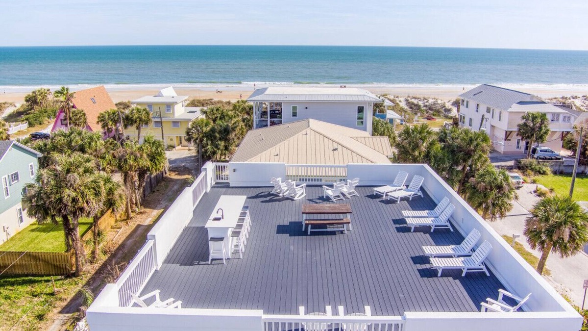 St. Augustine Beach House | Sol Mate Rooftop deck at the Beach, Elevator, Private heated Pool, Jacuzzi Spa, Firepit