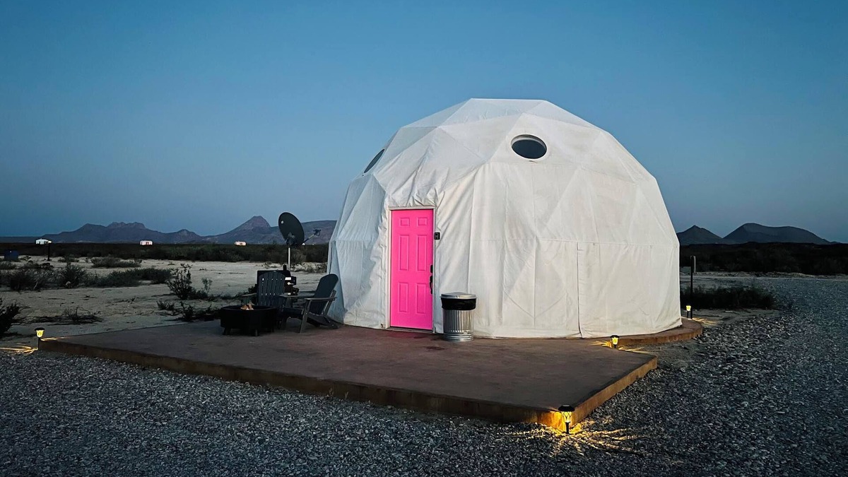 Study Butte-Terlingua RV Rental | Southern Boho inspired Geodesic Dome nestled up next to Big Bend National Park.