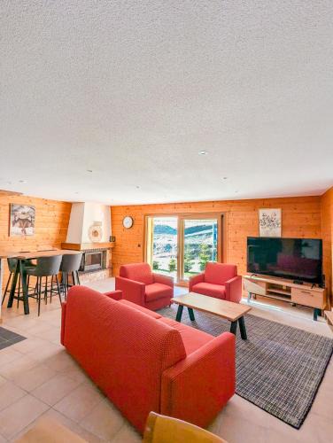 Morgins Apartment | Spacieux appartement Morgins cheminée, terrasse et jardin