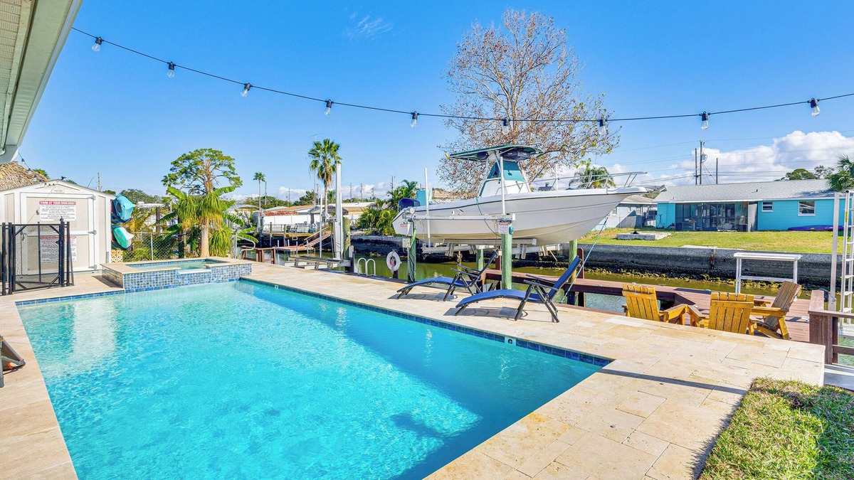 Hudson Beach Estates House | Spacious Canalfront Home w/Pool ~ 1/2 Mi to Beach